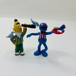 Sesame Street Muppets Figures Grover W/ Dish & Bert W/ Telescope - Lot of 2